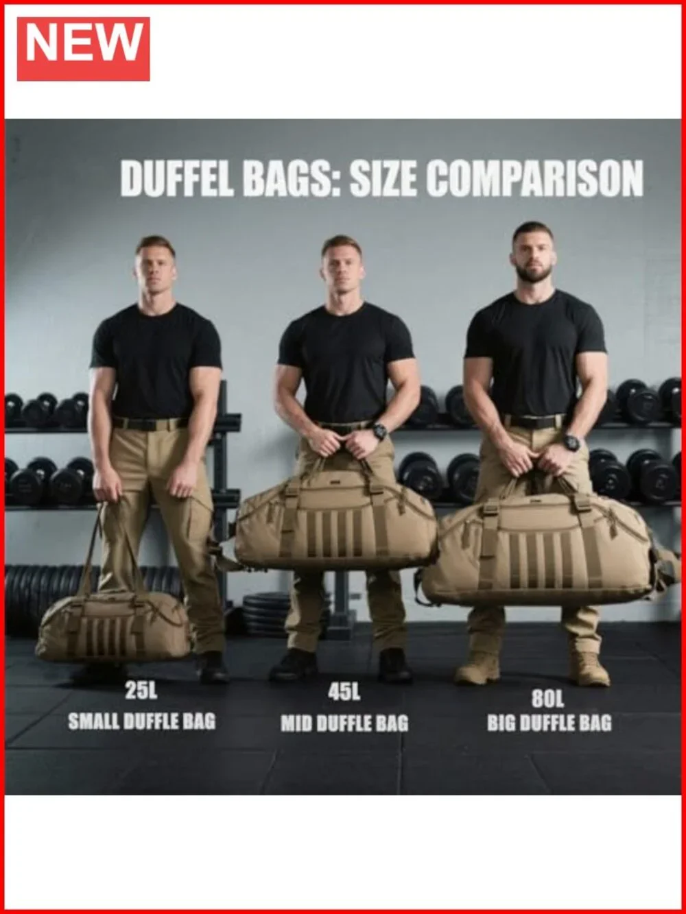 Large Tactical Duffle Bag Backpack - 45L Waterproof Nylon Weekender Gym Bag for